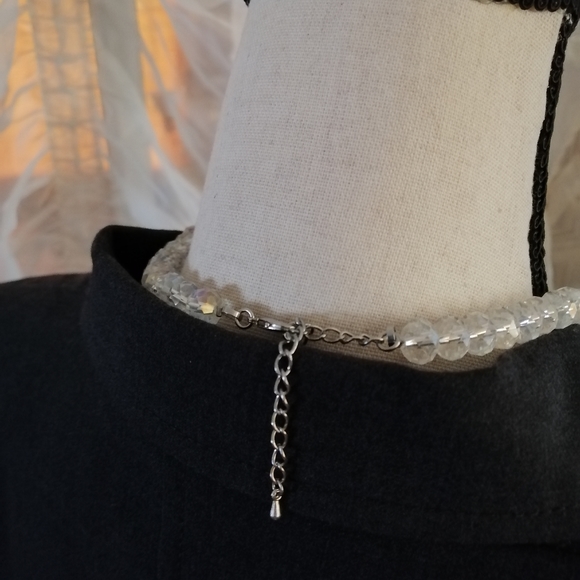 vintage sparkling Faceted ab rhinestone Beads silver tone necklace - Picture 5 of 5